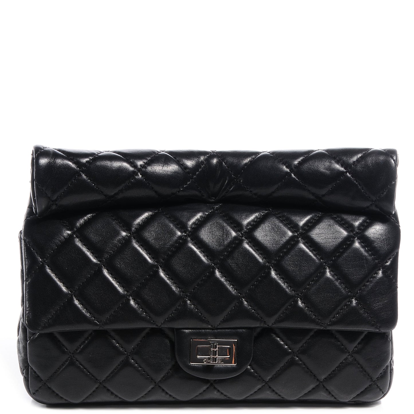 Lambskin Quilted Medium Roll Reissue Clutch Black