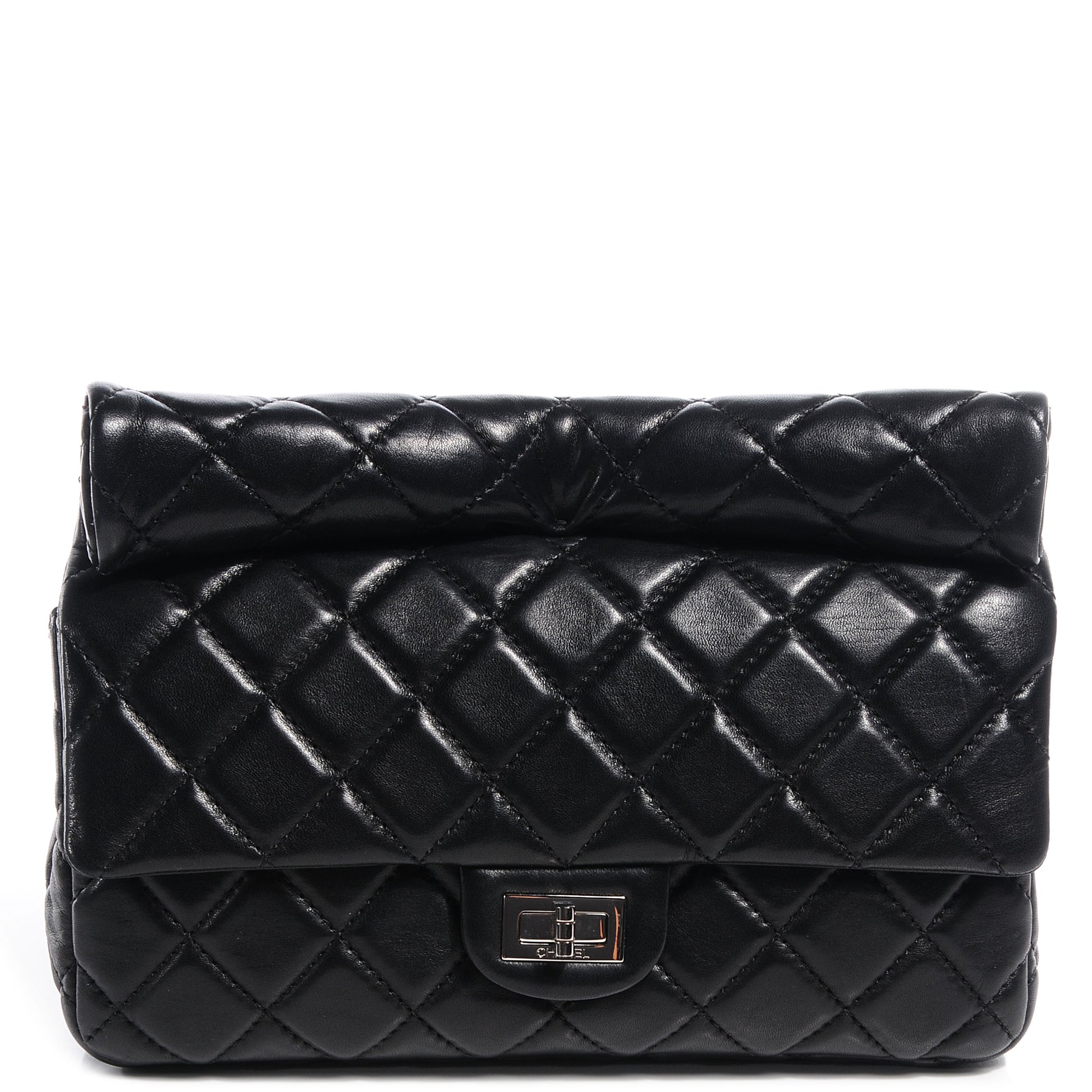 Chanel Lambskin Quilted Medium Roll Reissue Clutch Black 1 of 8
