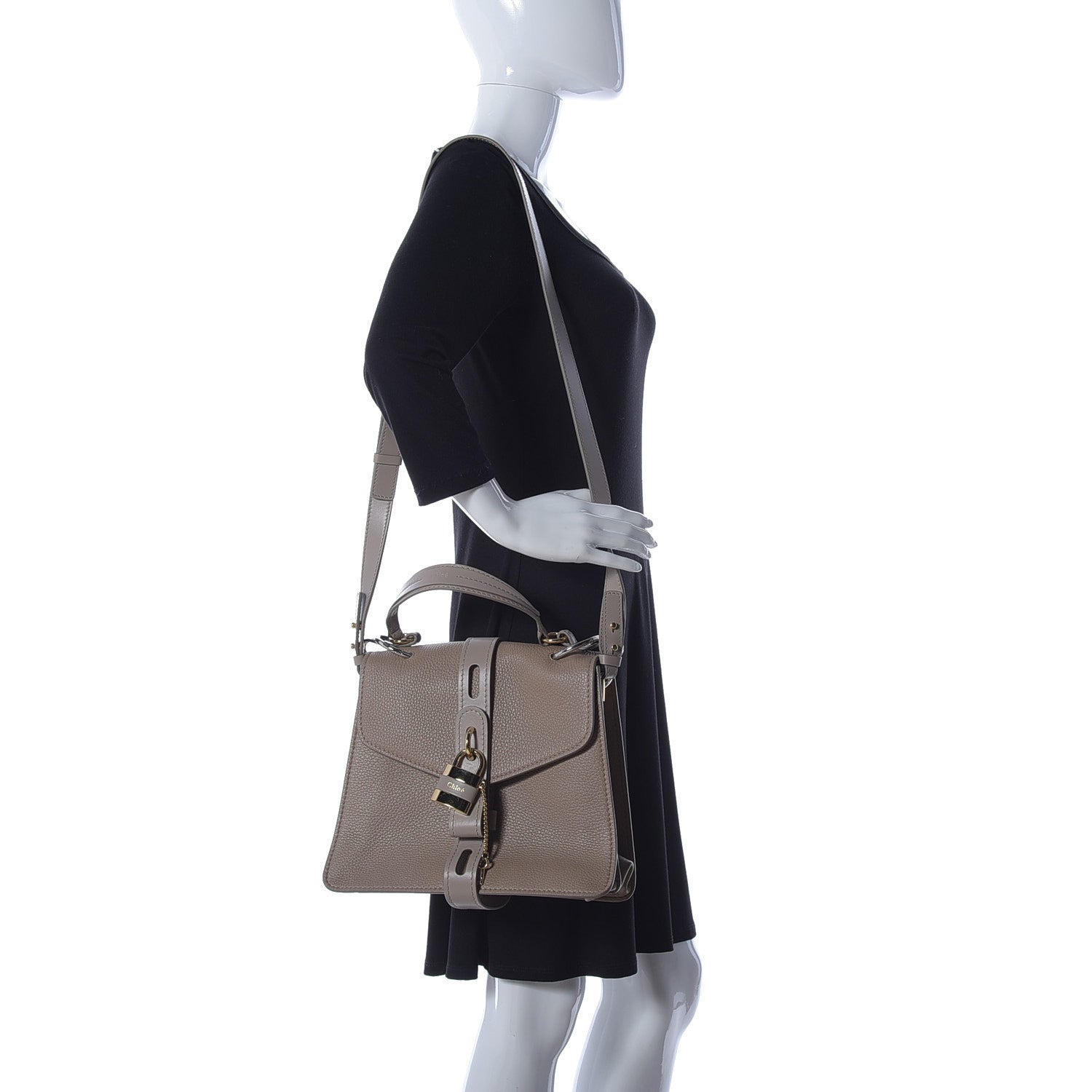 Chloe Shiny Grained Calfskin Medium Aby Day Shoulder Bag Motty Grey 3 of 12