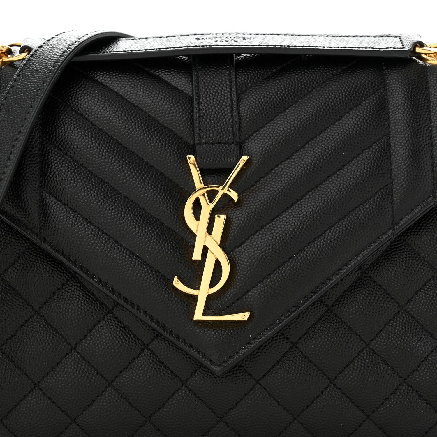 Saint Laurent Grain De Poudre Textured Mixed Matelasse Triquilt Medium Monogram Satchel Black 10 of 13