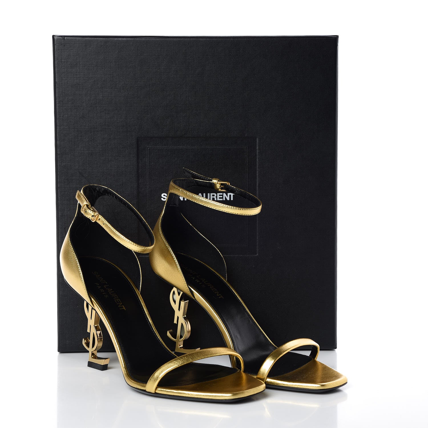 Saint Laurent Calfskin Opyum Sandals 37 Oro 8 of 8