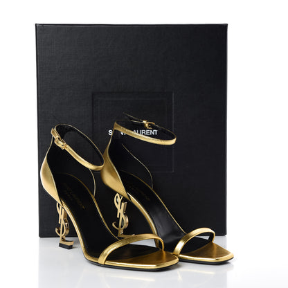 Saint Laurent Calfskin Opyum Sandals 37 Oro 8 of 8