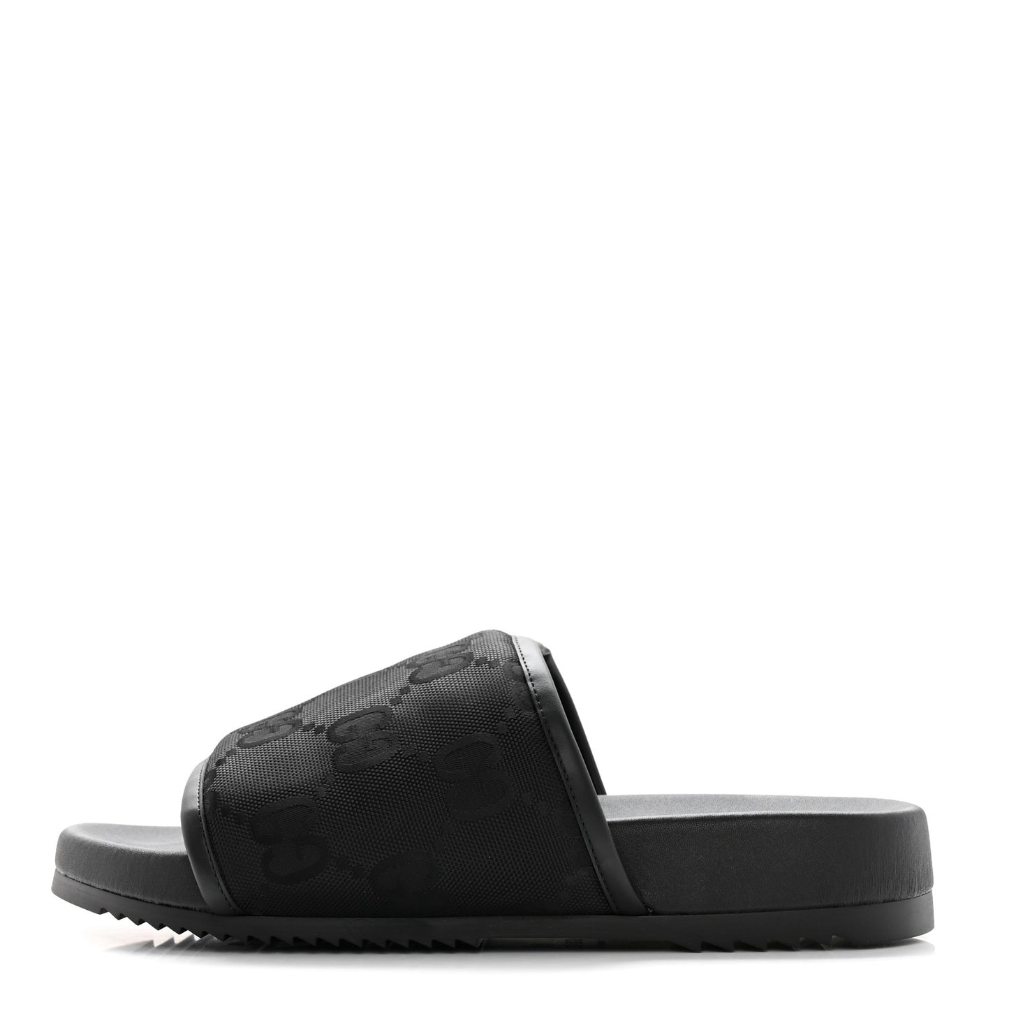 Econyl Nylon Demetra GG Monogram Mens Off the Grid Slide Sandals 9 Black