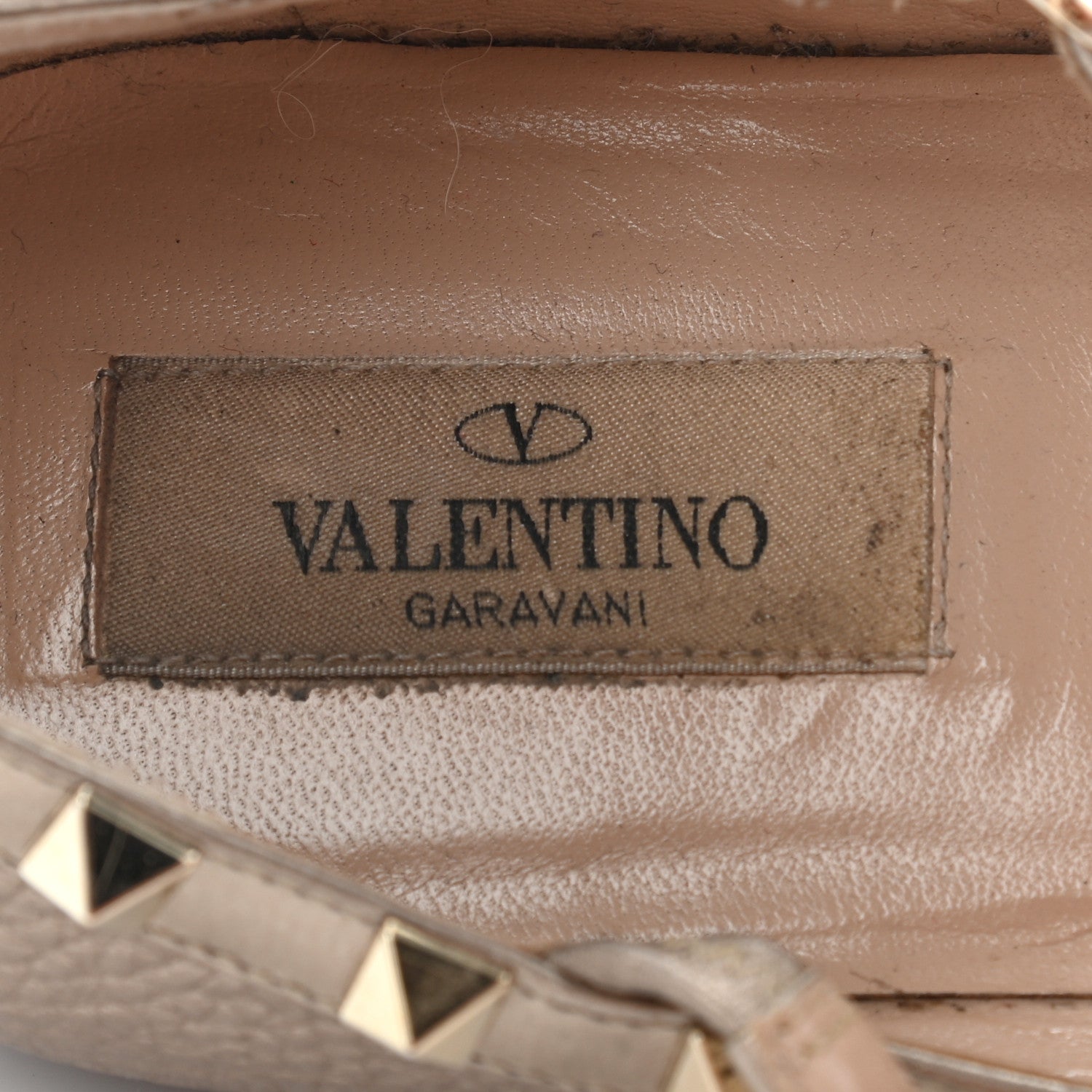 Valentino Garavani Metallic Pebbled Calfskin Rockstud Cage Ballerina Flats 39 Skin 7 of 11