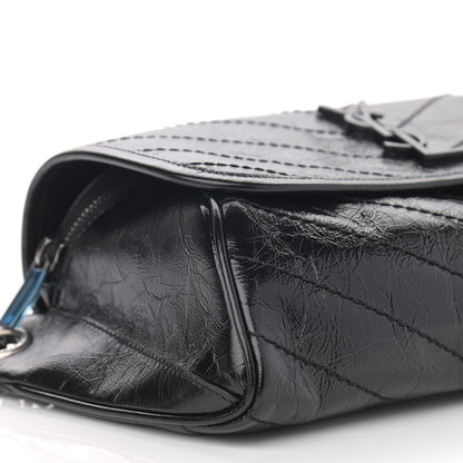 Saint Laurent Crinkled Calfskin Matelasse Monogram Niki Body Bag Black 9 of 11