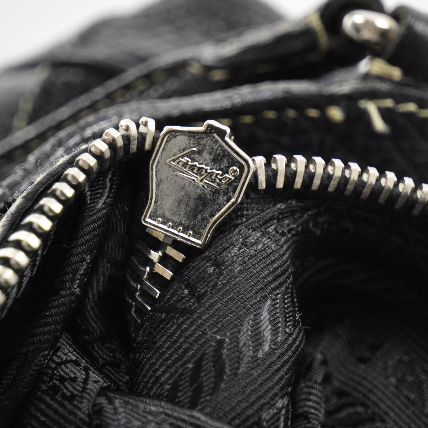 Prada Vitello Daino Foldover Pushlock Bag Black 10 of 10