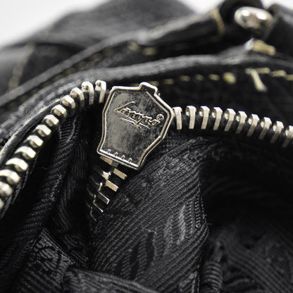 Prada Vitello Daino Foldover Pushlock Bag Black 10 of 10