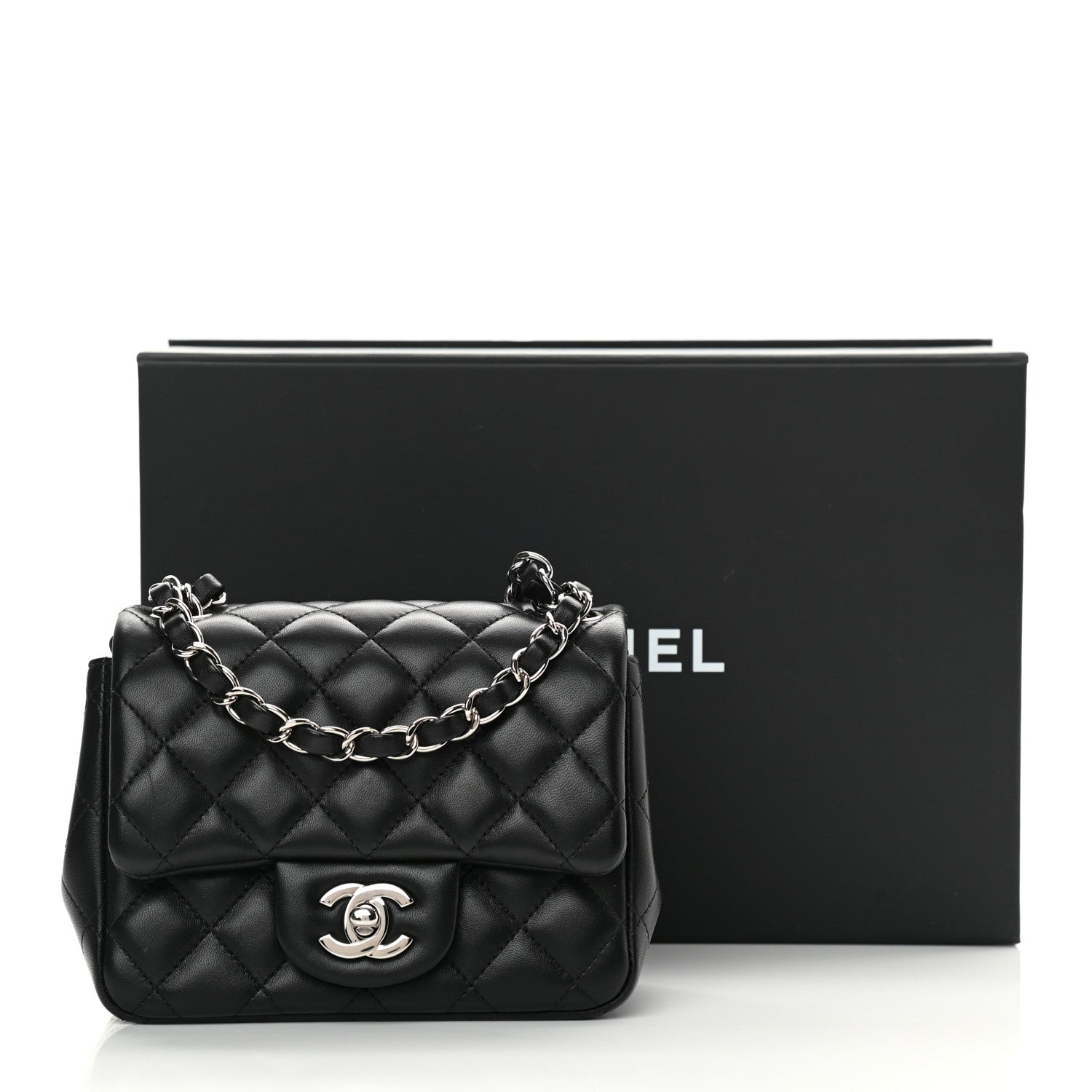 Chanel Lambskin Quilted Mini Square Flap Black 14 of 14