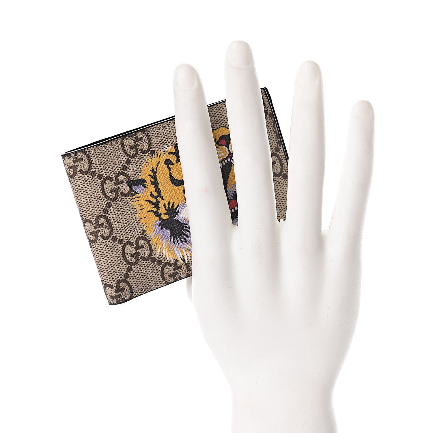 Gucci GG Supreme Monogram Tiger Bi-Fold Wallet Beige 2 of 8