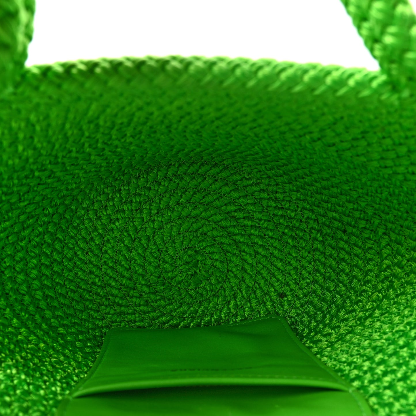 Nylon Lambskin Woven Small Ibiza Basket With Strap Green