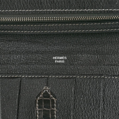Hermes Shiny Alligator Bearn Gusset Wallet Graphite 6 of 6