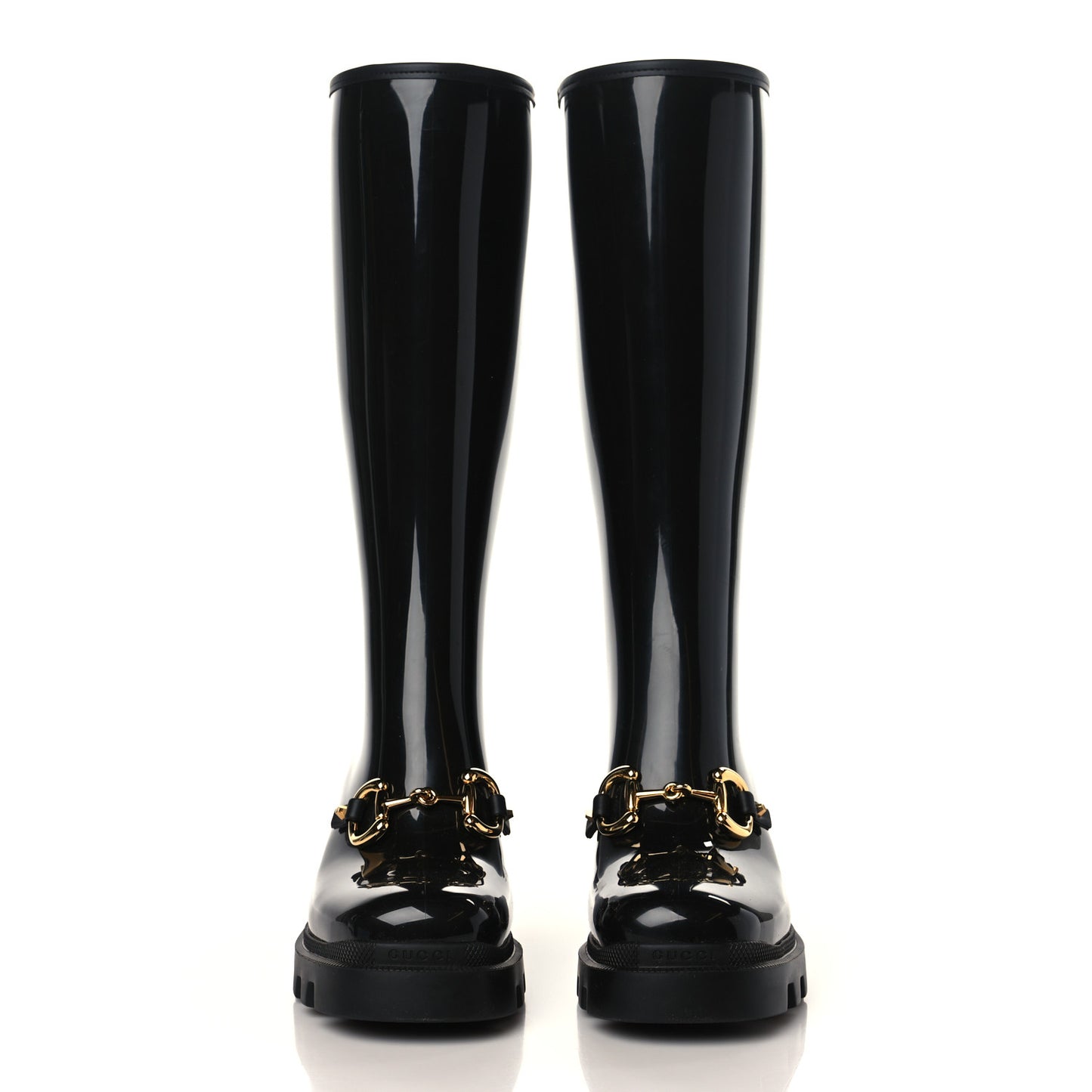 Rubber Horsebit Knee High Boots 38 Black