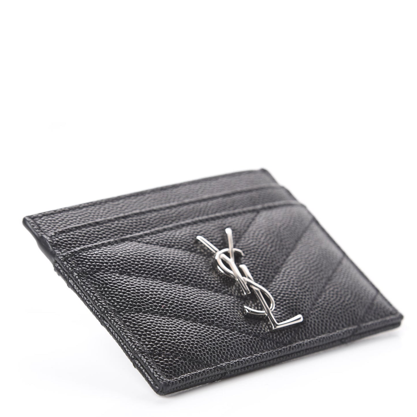 Grain De Poudre Matelasse Chevron Monogram Credit Card Case Black