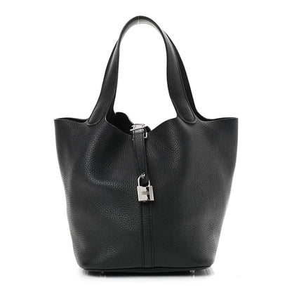 Hermes Taurillon Clemence Picotin Lock 22 MM Black 1 of 9