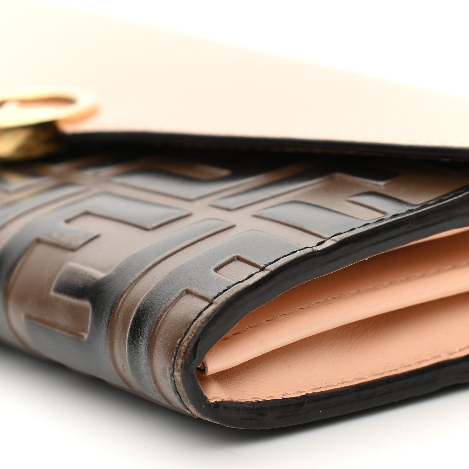 Fendi Vitello Cruise F is Fendi Bi-Color FF 1974 Embossed Continental Envelope Wallet On Chain Maya Black Light Rose 10 of 12