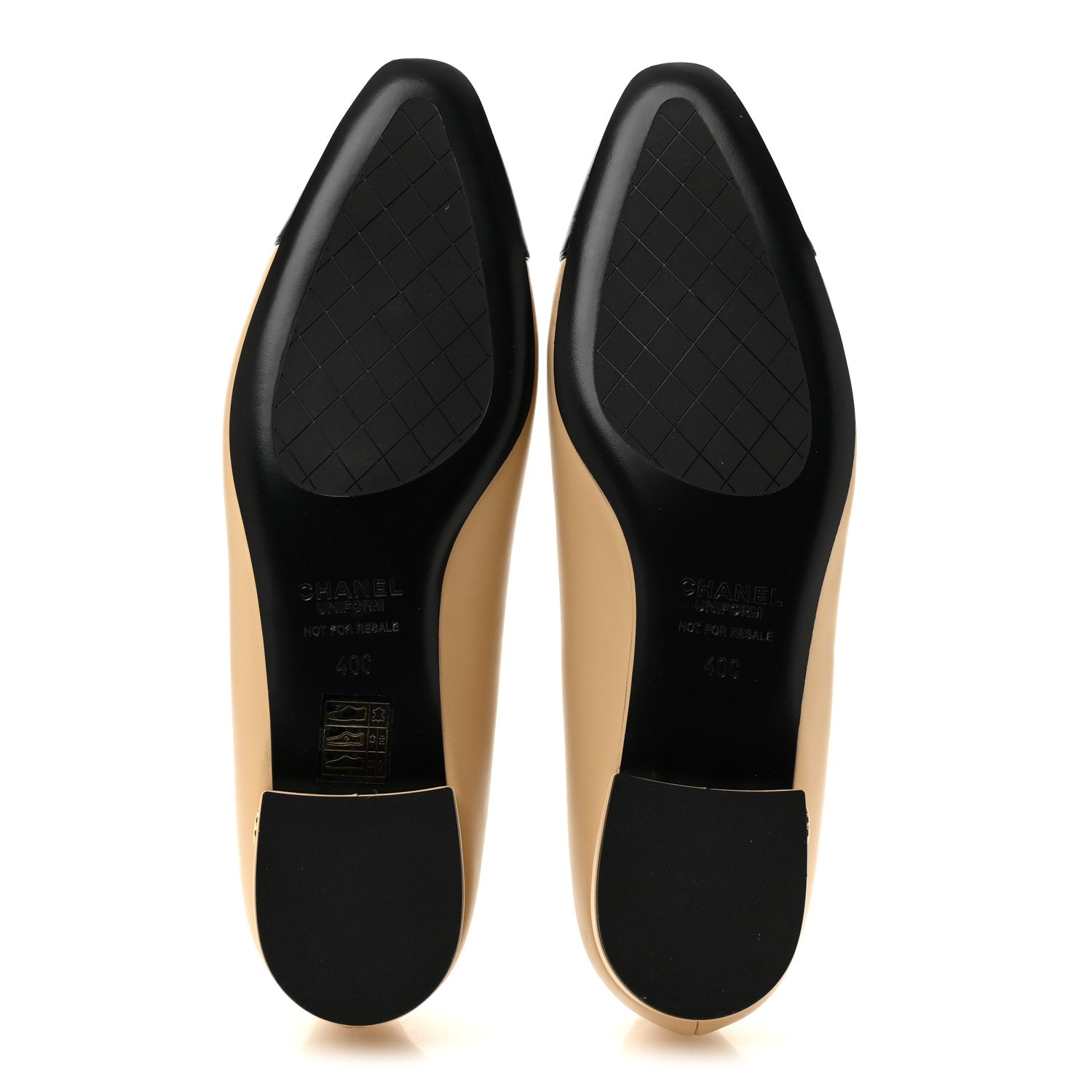 Chanel Lambskin Cap Toe CC Uniform Ballerina Flats 40 Beige Black 6 of 9