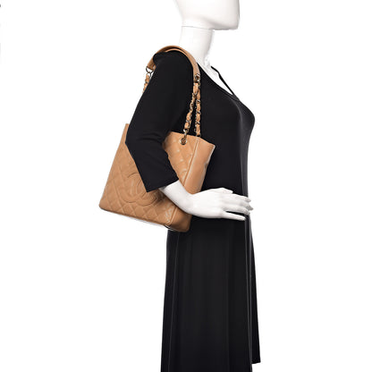 Chanel Caviar Quilted Petit Shopping Tote PST Dark Beige 2 of 16
