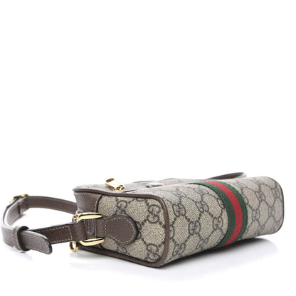 Gucci GG Supreme Monogram Web Mini Ophidia Shoulder Bag Brown 4 of 11