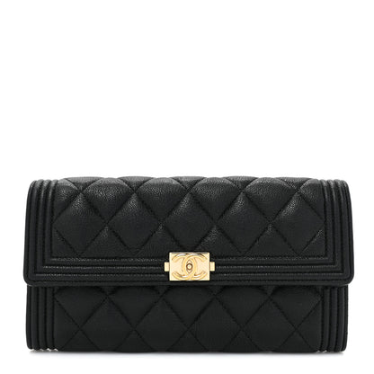 Chanel Caviar Quilted Large Boy Gusset Flap Wallet Black 1 of 12