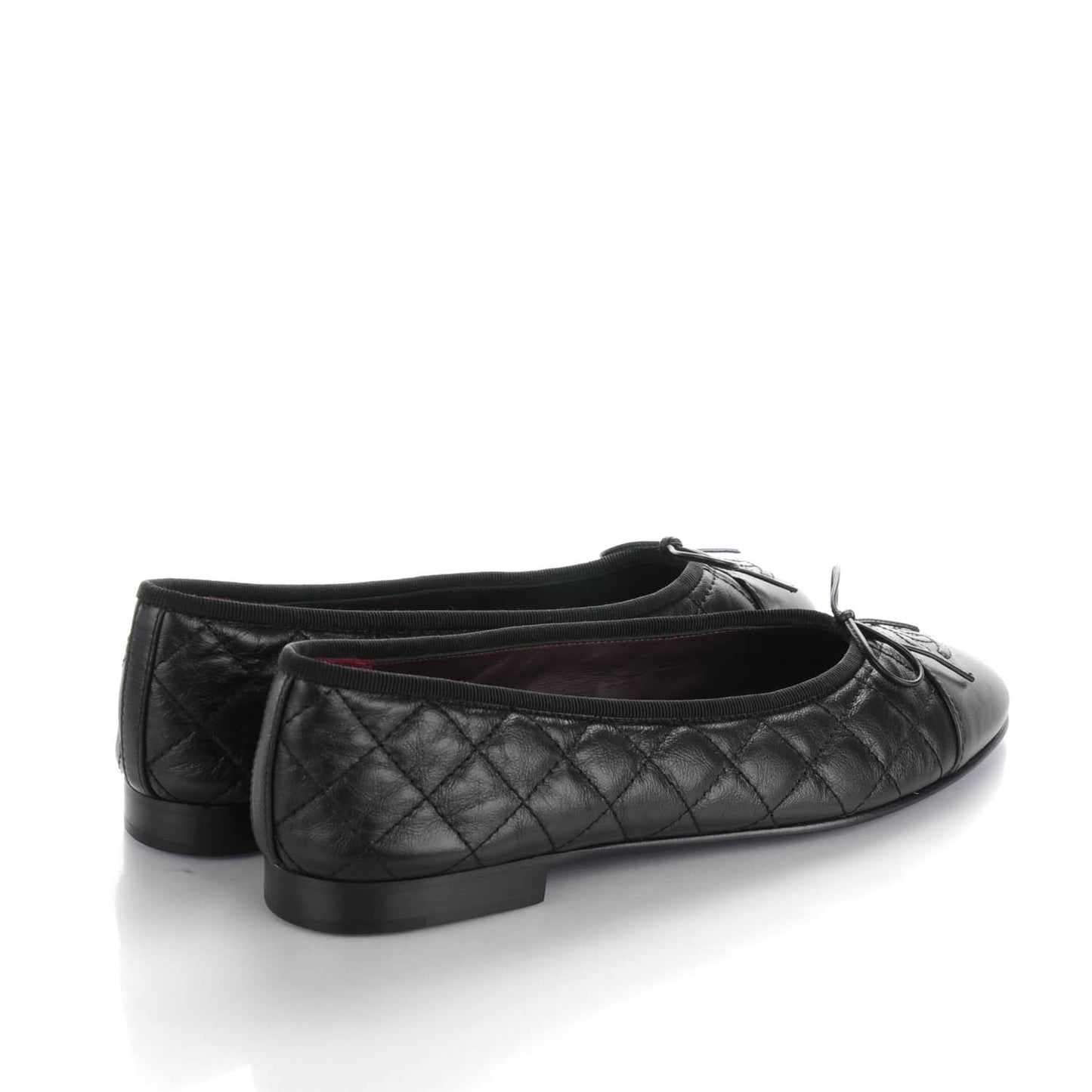Aged Calfskin Quilted CC Cap Toe Ballerina Flats 40 Black