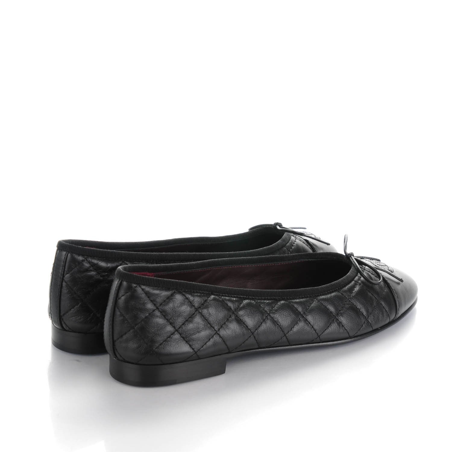 Chanel Aged Calfskin Quilted CC Cap Toe Ballerina Flats 40 Black 4 of 8