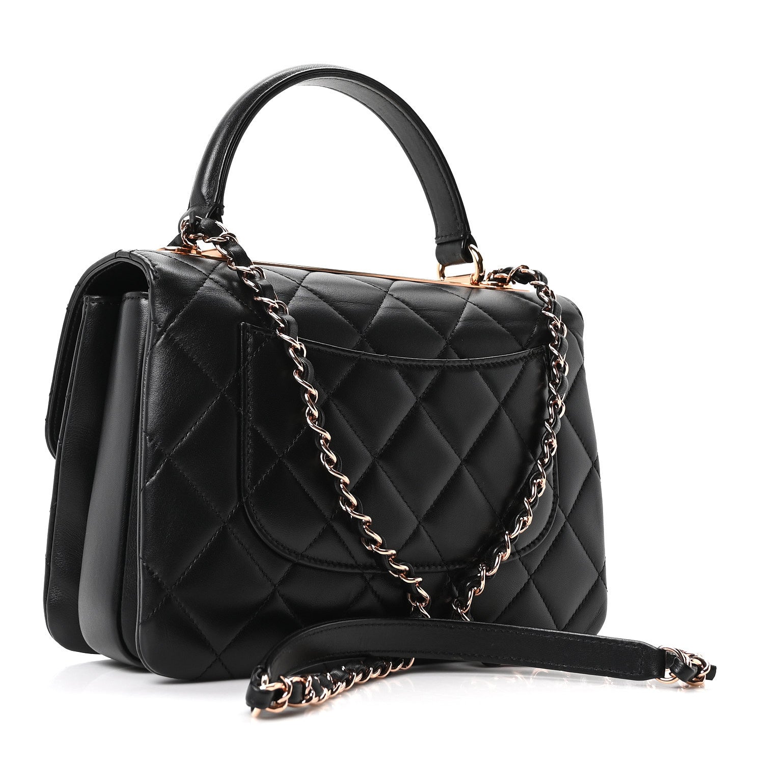 Chanel Lambskin Quilted Small Trendy CC Dual Handle Flap Bag Black 2 of 9