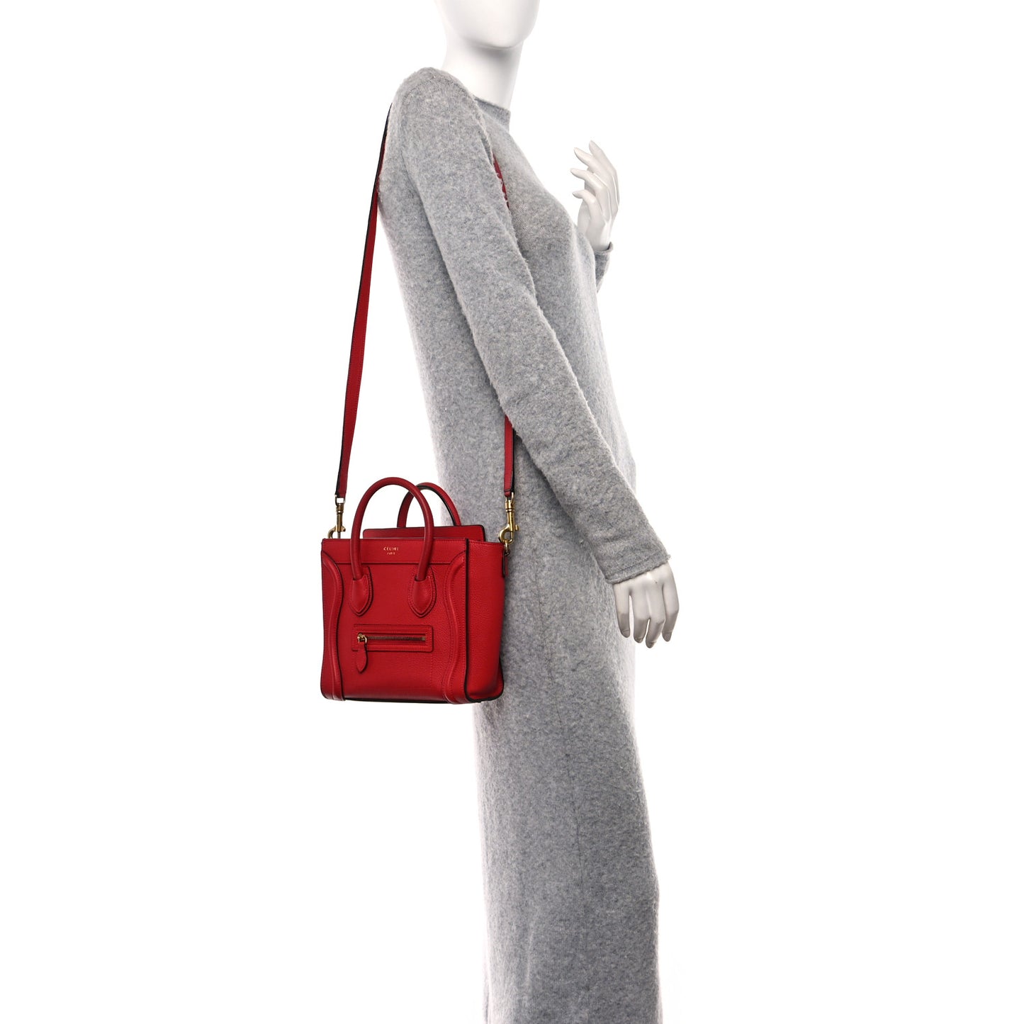 Drummed Calfskin Nano Luggage Red