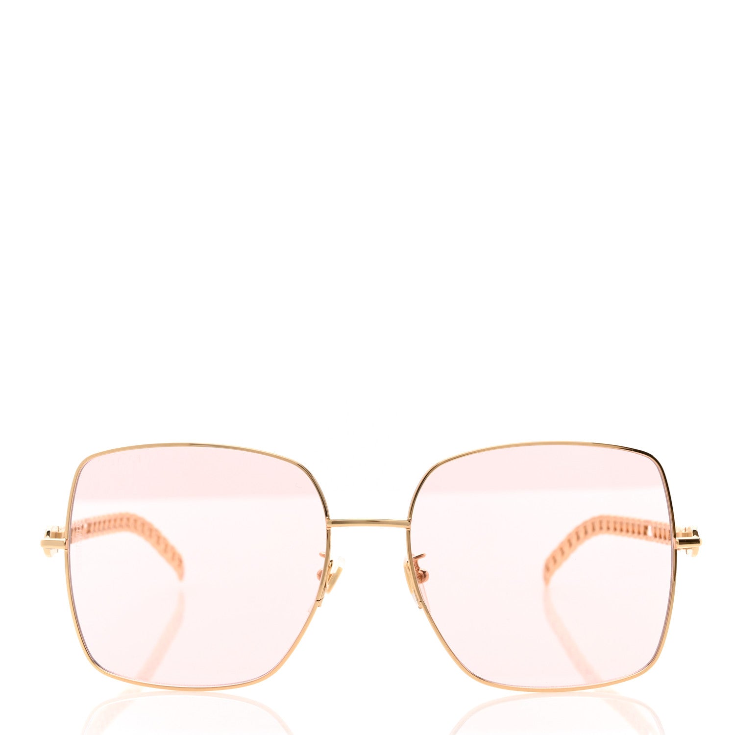 Gucci Square Frame Oversized Sunglasses GG0724S Pink Gold 3 of 9