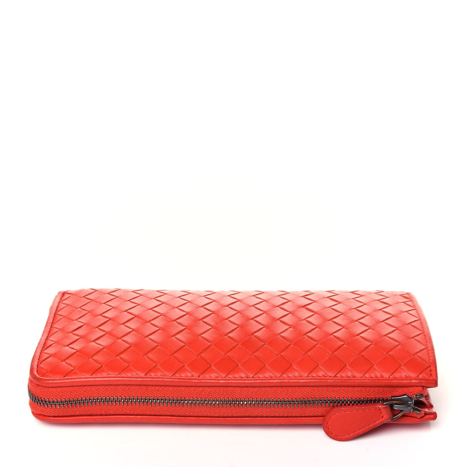 Bottega Veneta Nappa Intrecciato Half Zip Around Wallet Red 11 of 11