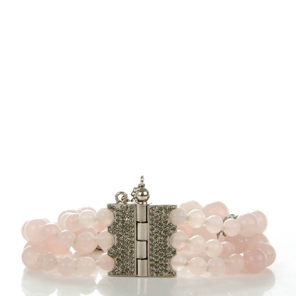 Chanel Beaded Crystal Multistrand CC Bracelet Pink 4 of 6