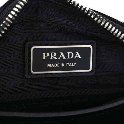 Prada Saffiano Travel Pocket Double Zip Shoulder Bag Black 6 of 9