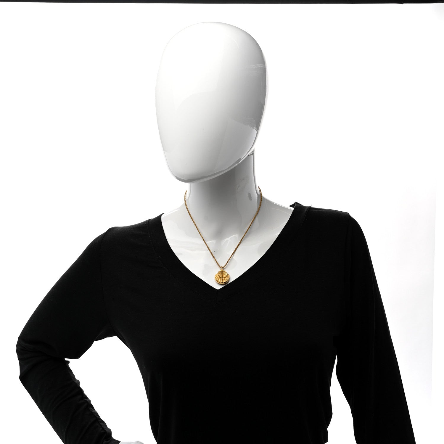 Christian Dior Metal Shell Necklace Gold 2 of 4