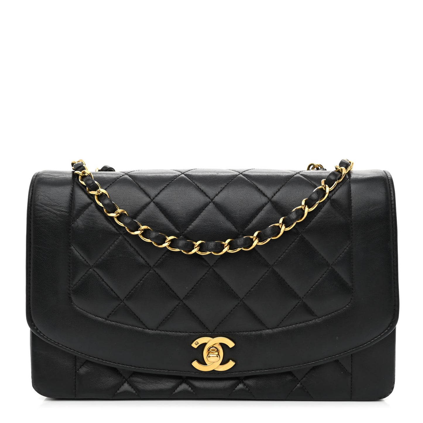 Lambskin Quilted Medium Single Flap Black