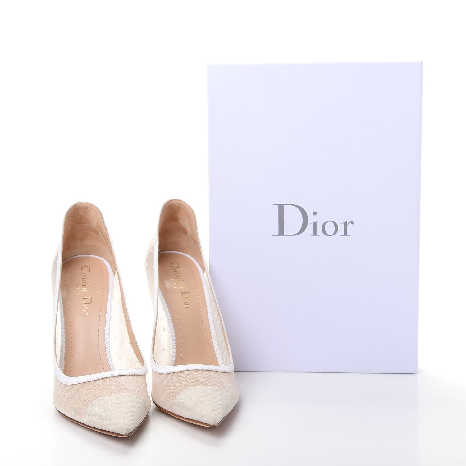 Christian Dior Mesh Plumetis Tulle D-Moi Pumps 39.5 White 10 of 10