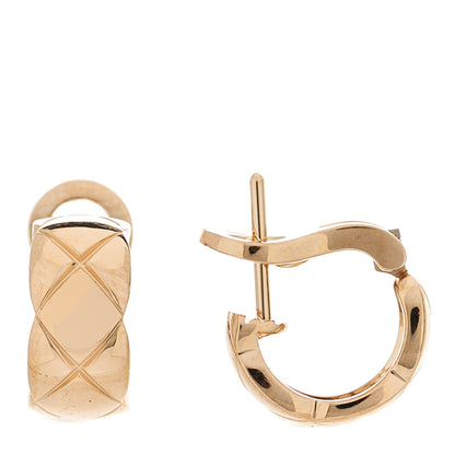 Chanel 18K Beige Gold Coco Crush Hoop Earrings 1 of 5