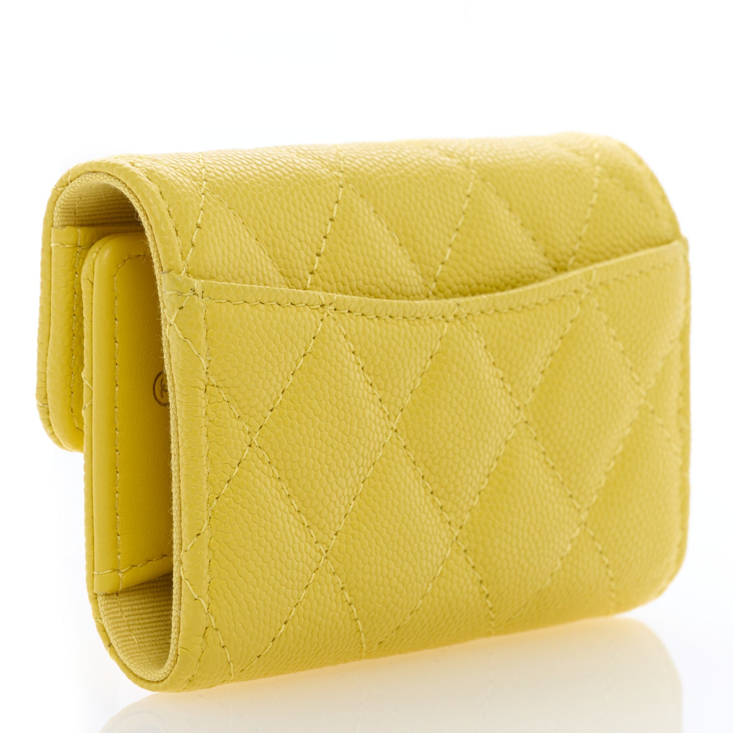 Caviar Quilted Classic 4 Key Holder Wallet Yellow