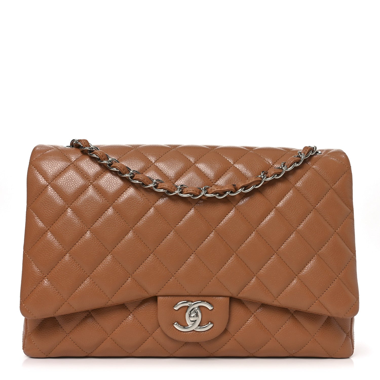 Chanel Caviar Quilted Maxi Double Flap Light Brown 1 of 9
