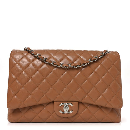 Chanel Caviar Quilted Maxi Double Flap Light Brown 1 of 9