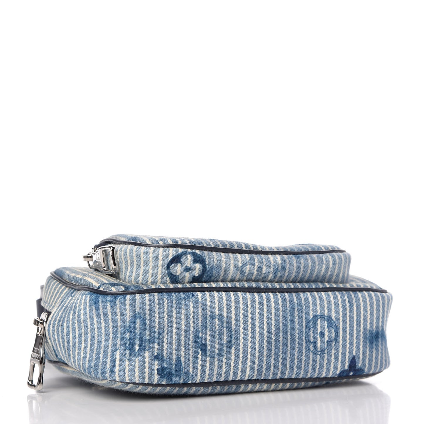 Hickory Stripes Denim Monogram Watercolor Outdoor Pouch Blue