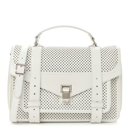 Proenza Schouler Lambskin Perforated Medium PS1 Satchel White 1 of 12