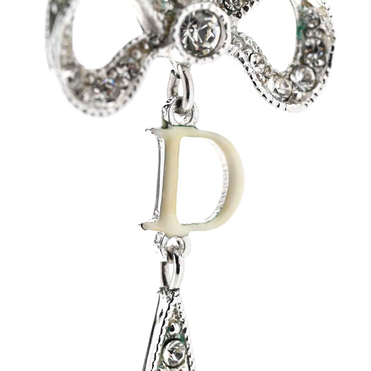 Crystal Bow Hoop Earrings Silver