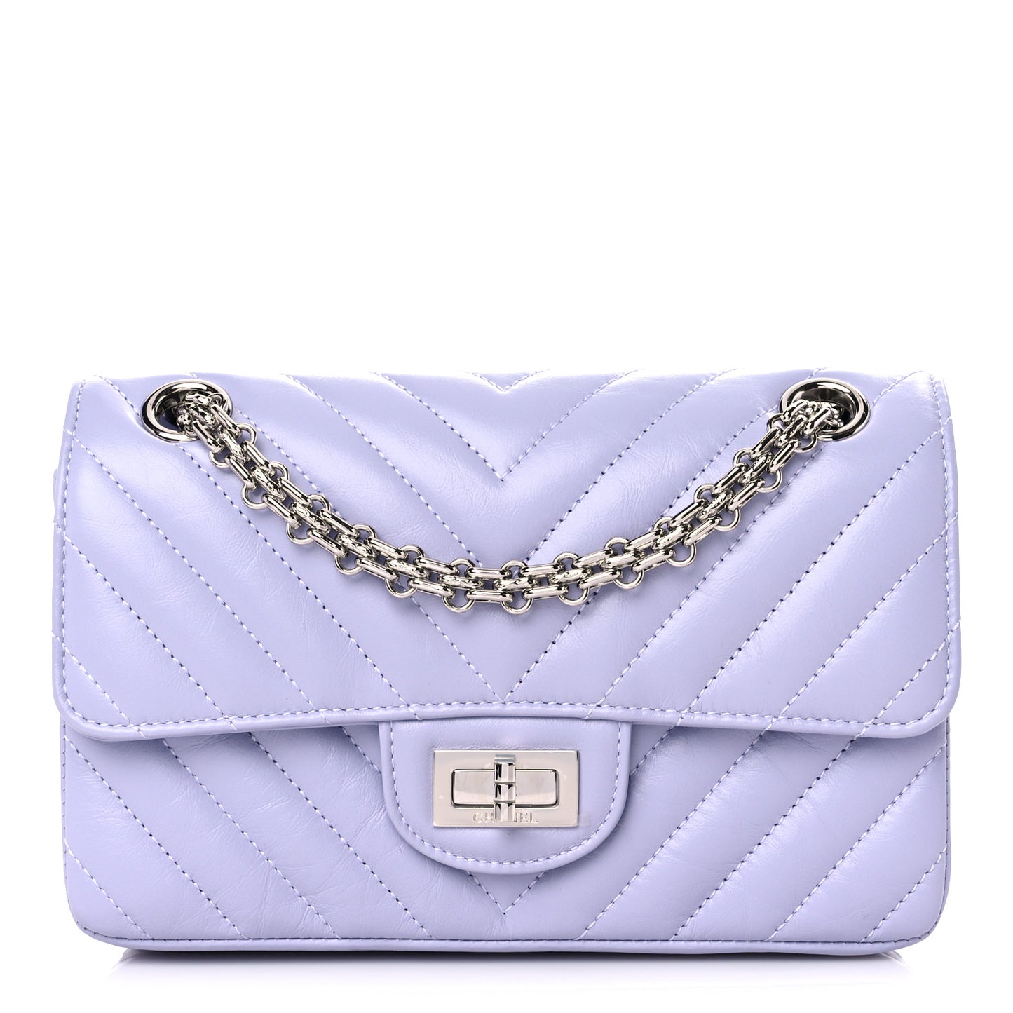 Aged Calfskin Chevron Quilted 2.55 Reissue Mini Flap Light Purple