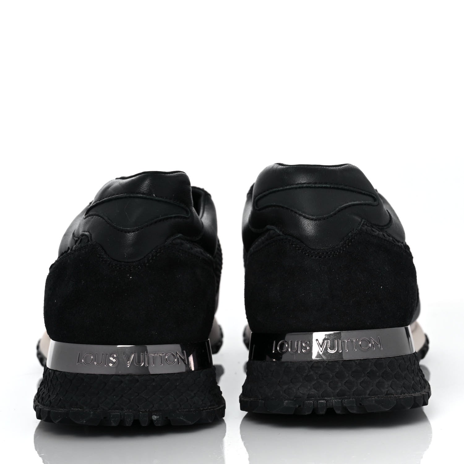 Louis Vuitton Calfskin Perforated Suede Mens Run Away Sneakers 9.5 Black 5 of 8