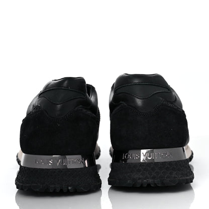 Louis Vuitton Calfskin Perforated Suede Mens Run Away Sneakers 9.5 Black 5 of 8