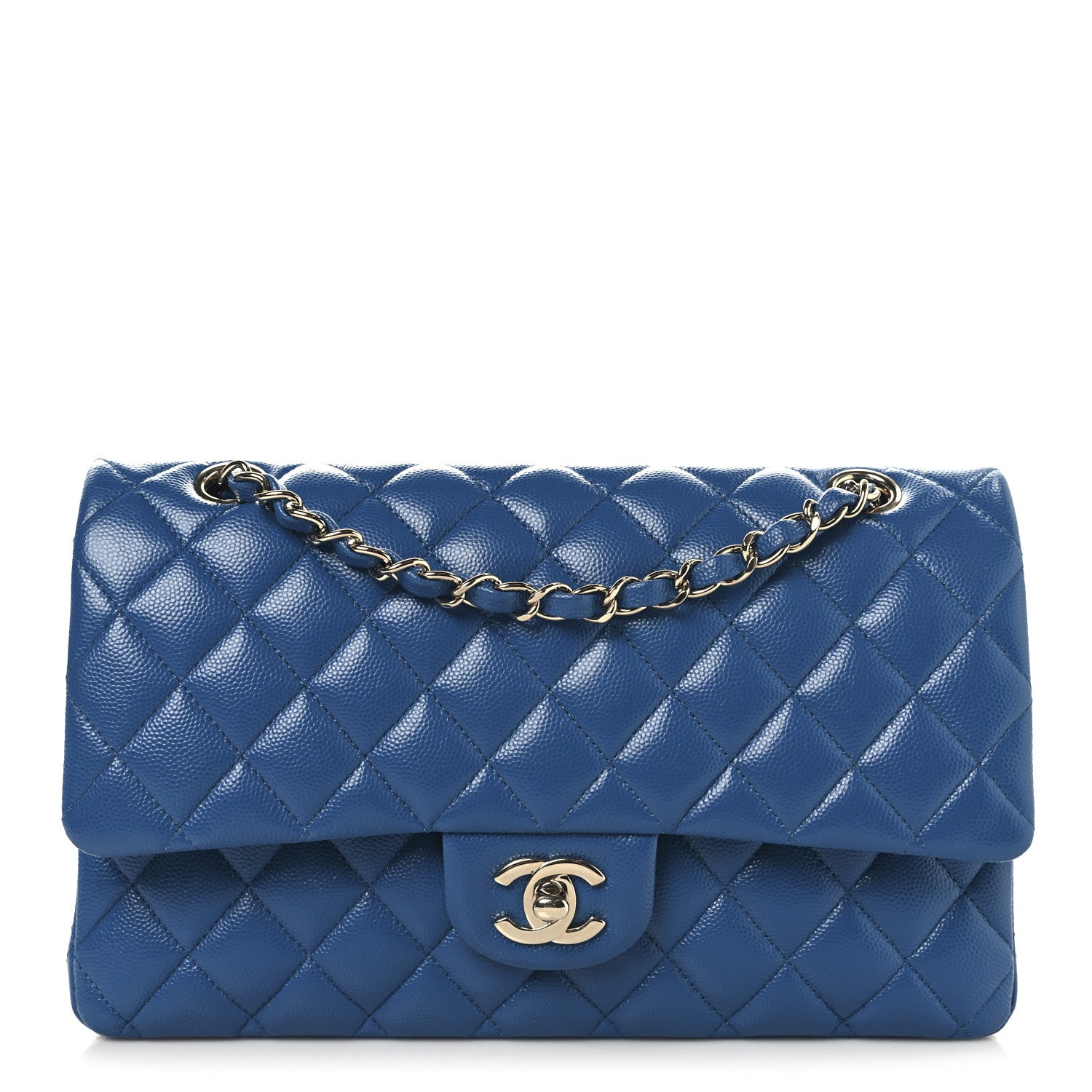 Chanel Caviar Quilted Medium Double Flap Blue 1 of 13