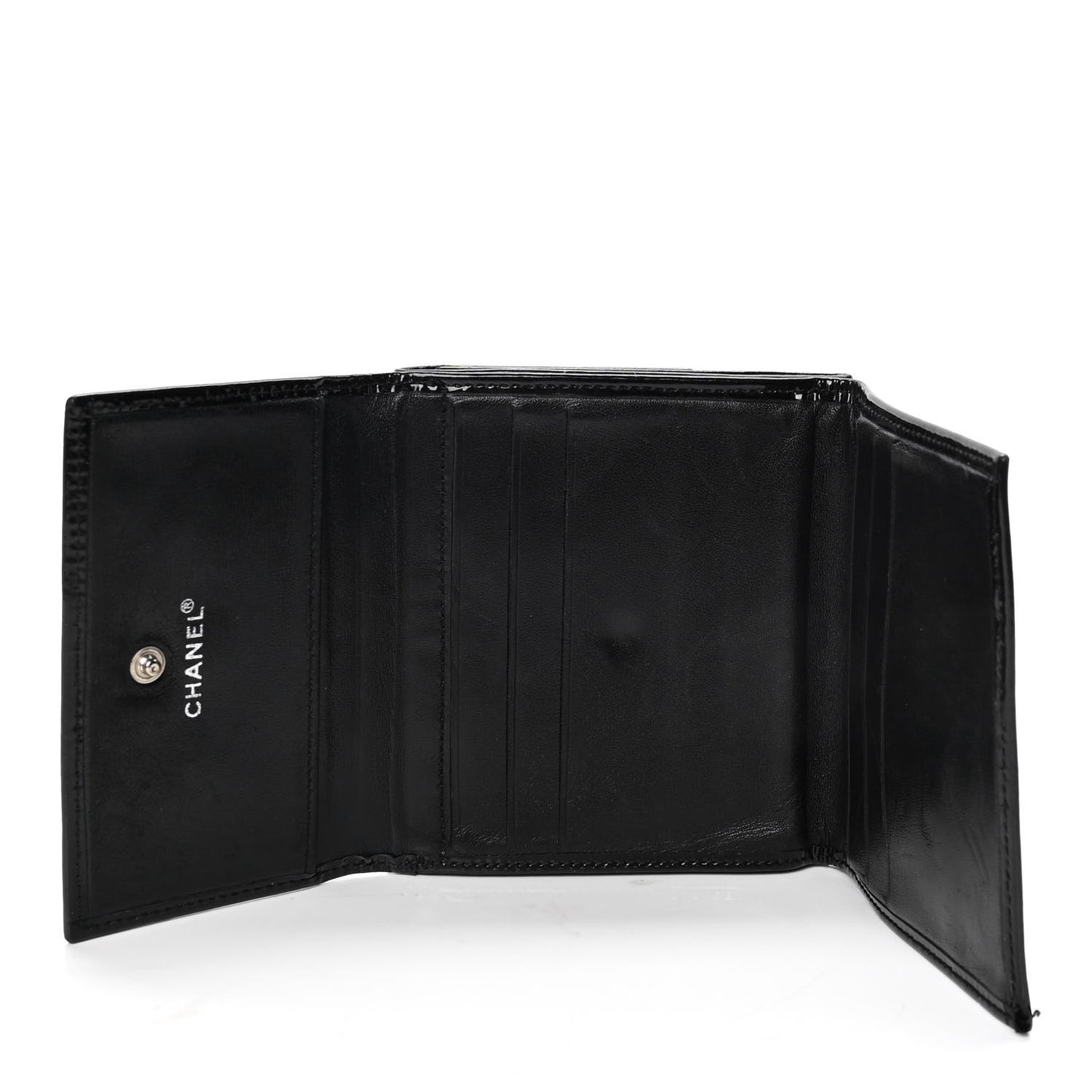 Patent Compact CC Flap Wallet Black