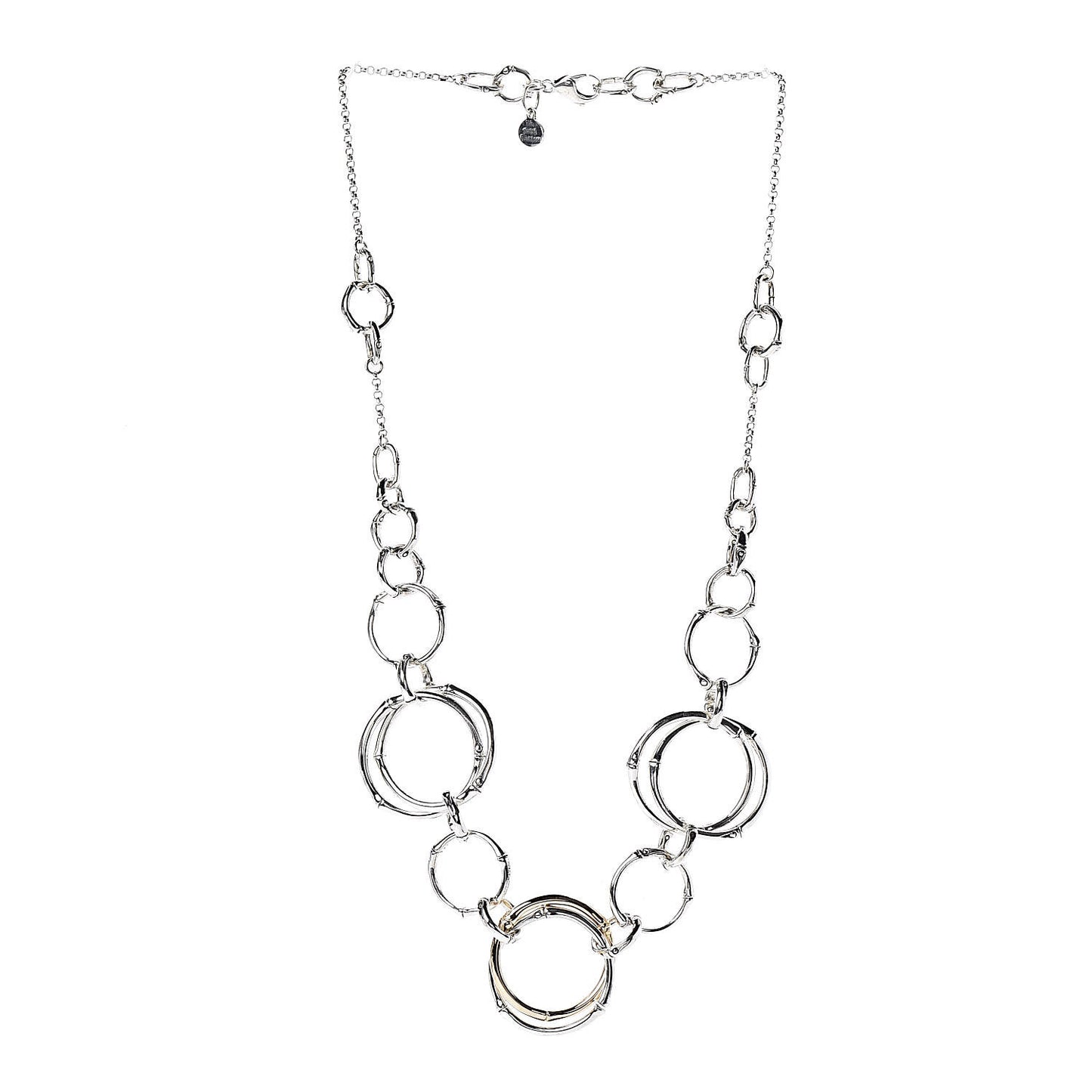 Sterling Silver 18K Yellow Gold Bamboo Circles Sautoir Necklace