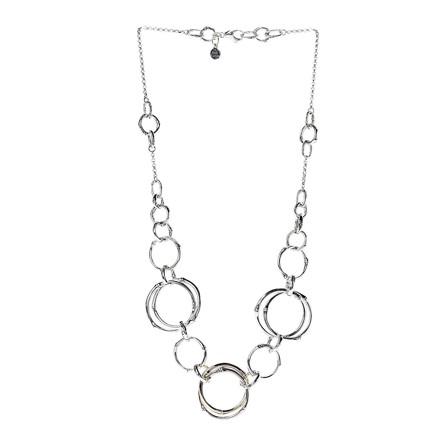John Hardy Sterling Silver 18K Yellow Gold Bamboo Circles Sautoir Necklace 3 of 4