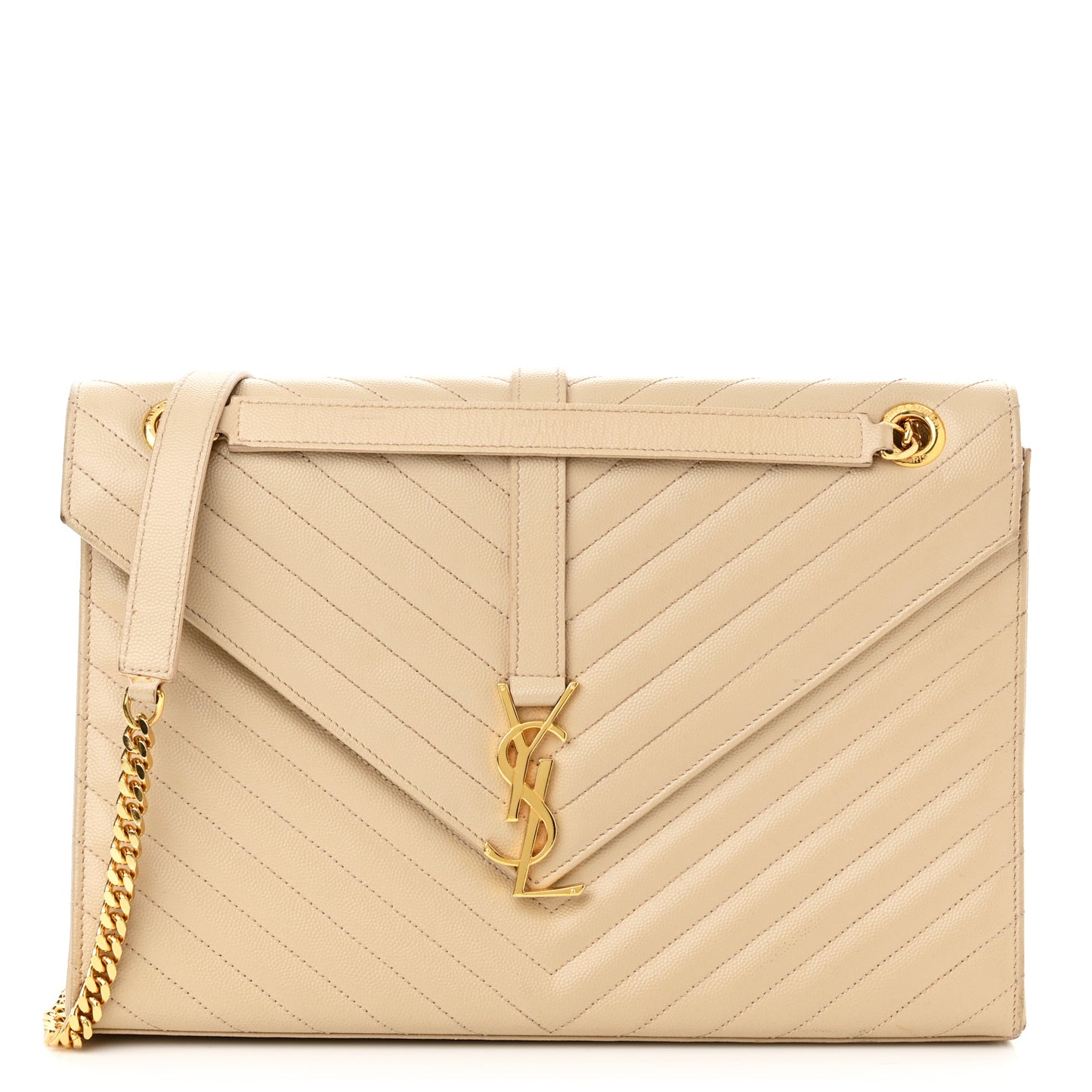 Grain De Poudre Matelasse Chevron Large Monogram Satchel Dark Beige
