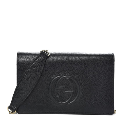 Gucci Pebbled Calfskin Soho Wallet on Chain Black 1 of 10